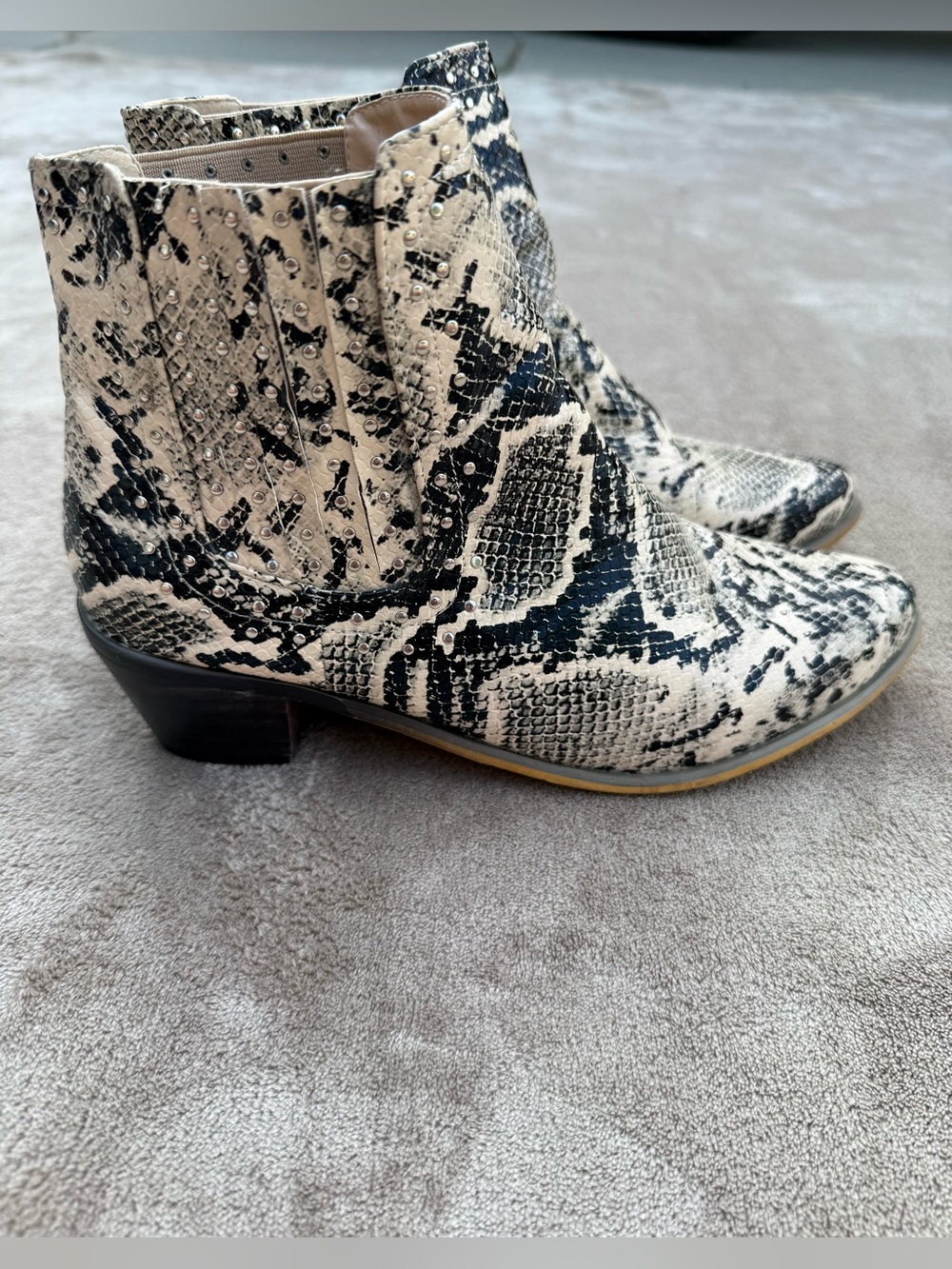Chase + Chloe Charles Snake-Print Ankle Boots